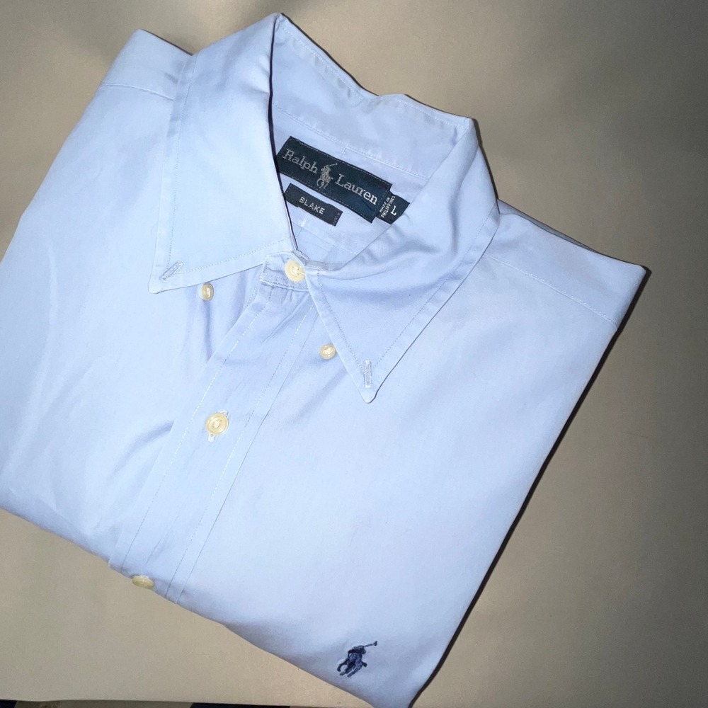 Ralph Lauren Blake Dress Shirt Button Down Light Blue Mens Size L